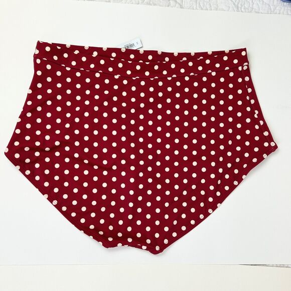 NWT Adore Me Vivien Swimwear High Waist Deep Red Polka Dot Bikini Bottom Plus 4X - Picture 3 of 10